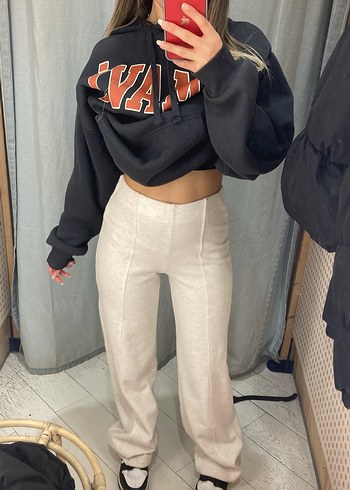 Krem Kadın Pamuklu Rahat Kesim Eşofman - Görsel 4