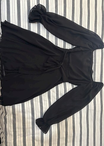 Uzun Kollu Siyah Mini Mezuniyet Elbisesi - Görsel 2