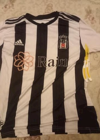 s Beden Erkek Siyah Beyaz Çizgili Kısa Kollu Forma