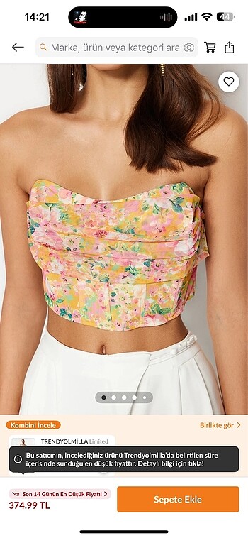 Trendyol & Milla Çiçekli Crop