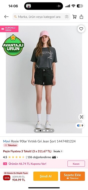 Mavi Jeans Siyah Kot Şort