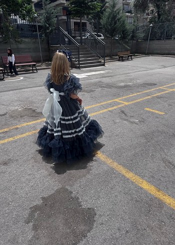 Diğer Siyah Puantiyeli Gotik Çocuk Elbisesi