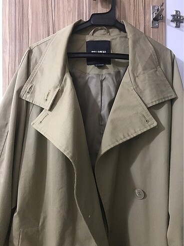 s Beden camel Renk Pull& bear kruvaze trençkot