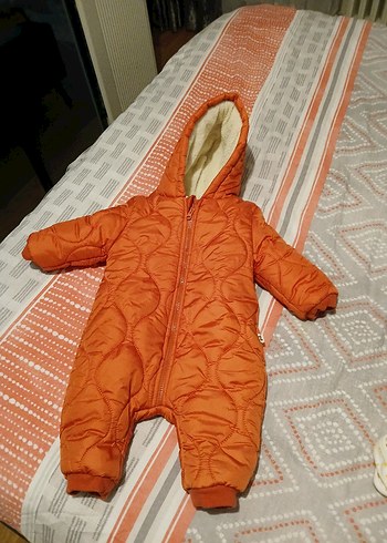 Kız Bebek Turuncu Kürklü Tulumu - Görsel 2