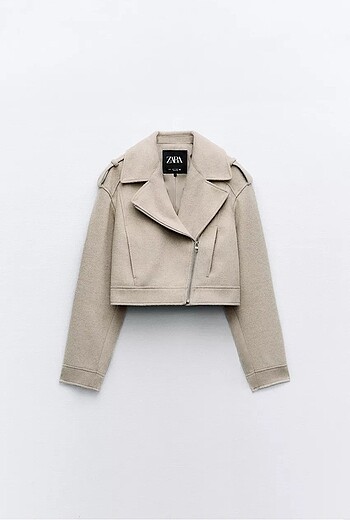 Zara yün crop biker ceket