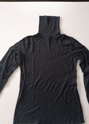 Siyah Balıkçı Yaka Kadın Sweatshirt