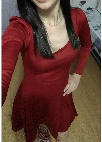 Diğer Bordo Kısa Elbise