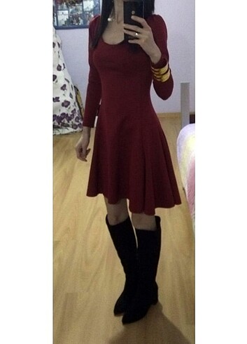 Bordo Kısa Elbise