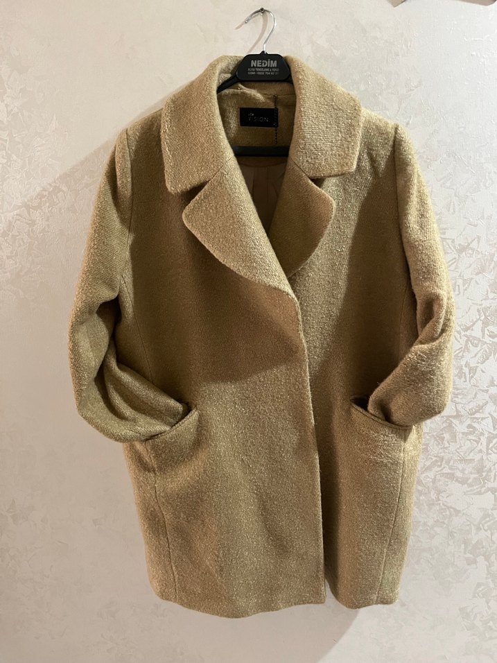 Bej Midi Kadın Yün Palto - Görsel 2