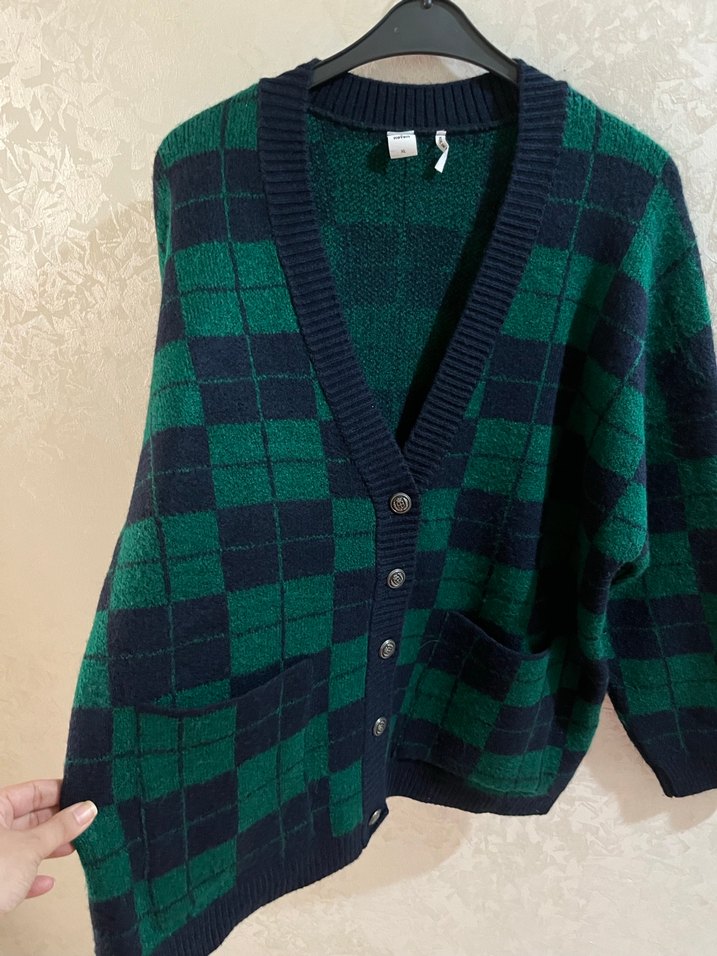 Koton yeşil-siyah triko hırka - Görsel 2