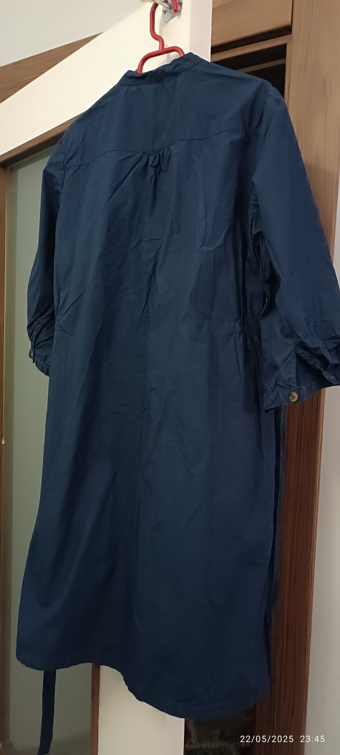 Lacivert Kemerli Uzun Günlük Kadın Hamile Elbisi - Görsel 5