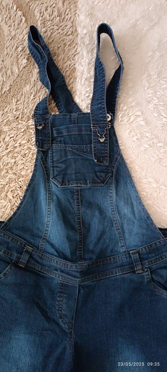 Lacivert Hamile Denim Tulum - Görsel 3