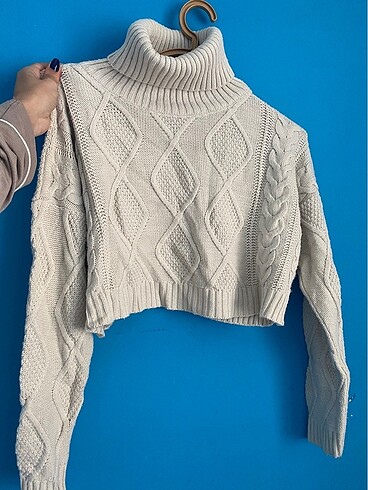 Crop kazak Krem rengi