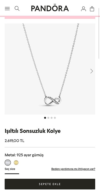 Pandora pandora sonsuzluk gümüş kolye