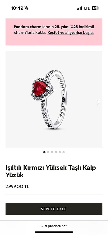 Pandora kalpli yüzük