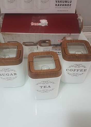 3 lu vakumlu kavanoz tea sugar coffee