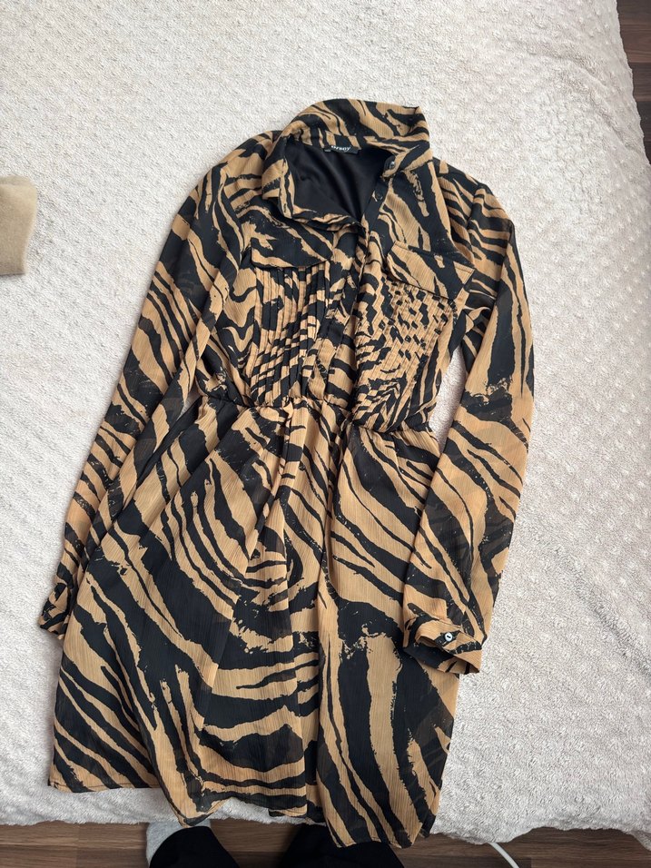 Zebra Desenli Pilili Hamile Uzun Etek - Görsel 3