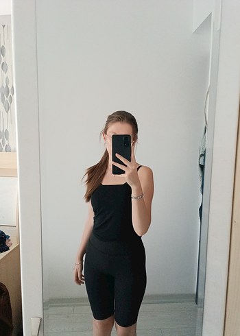 xs Beden Siyah Yüksek Bel Kadın Spor Şortu