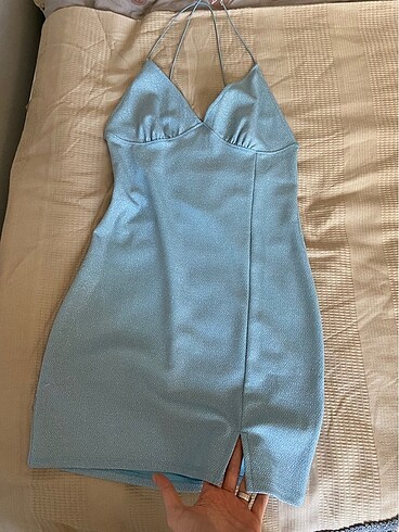 H&M Bebek Mavi simli Mini Elbise