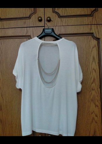 İpekyol arkası zincir Detaylı Beyaz Kadın bluz - Görsel 2