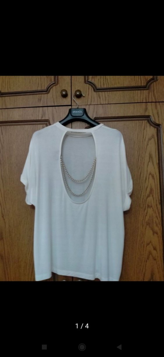 İpekyol arkası zincir Detaylı Beyaz Kadın bluz - Görsel 2