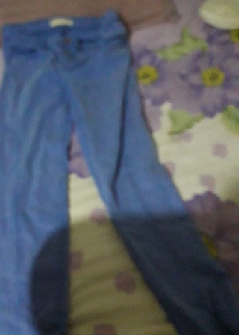 Gri Bağcıklı Mavi Kadın Denim Pantolon