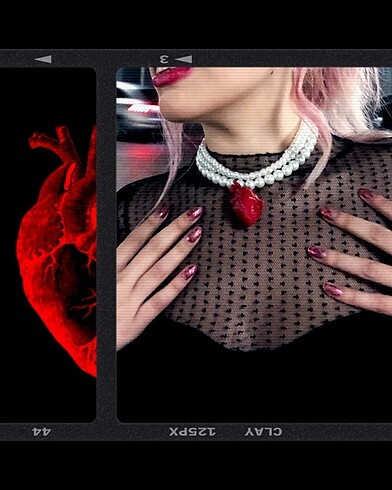 Tasarımcı Gotik tasarım anatomik kalp inci kolye