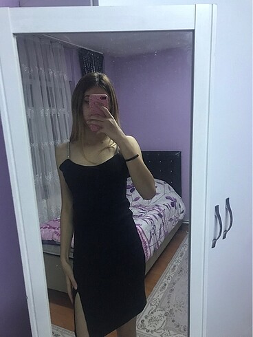 m Beden yırtmaçlı elbise