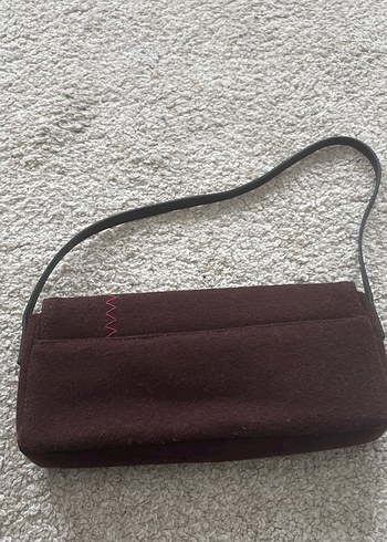 Koyu kahverengi keçe kumaş  Kadın Çanta - Görsel 5