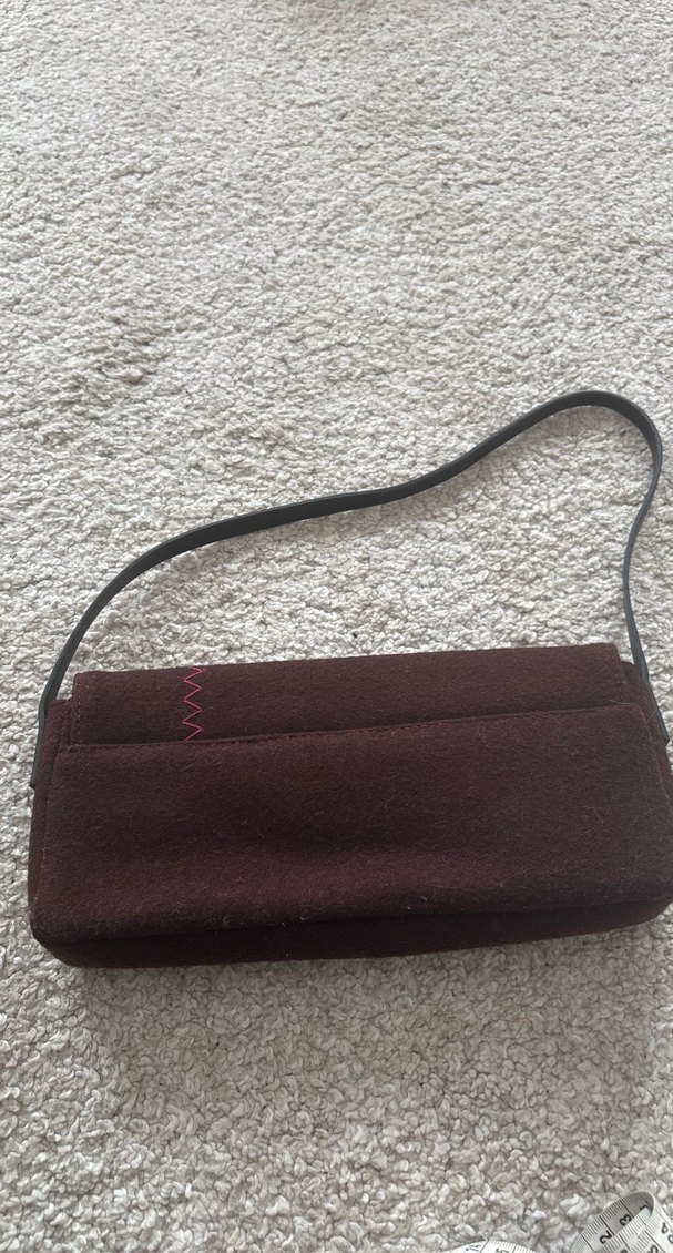 Koyu kahverengi keçe kumaş  Kadın Çanta - Görsel 5