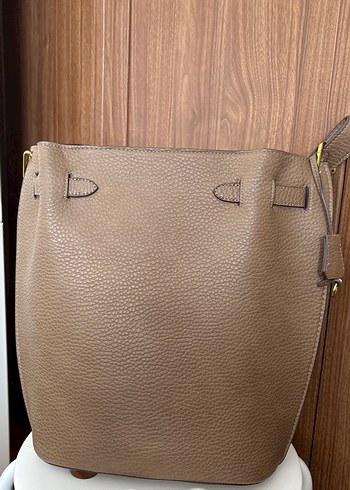 Bej Deri Kadın Omuz Çantası - Görsel 3