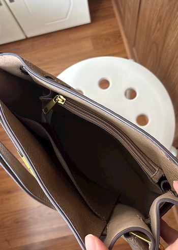 Bej Deri Kadın Omuz Çantası - Görsel 5