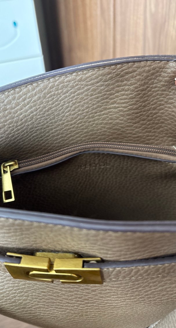 Bej Deri Kadın Omuz Çantası - Görsel 4