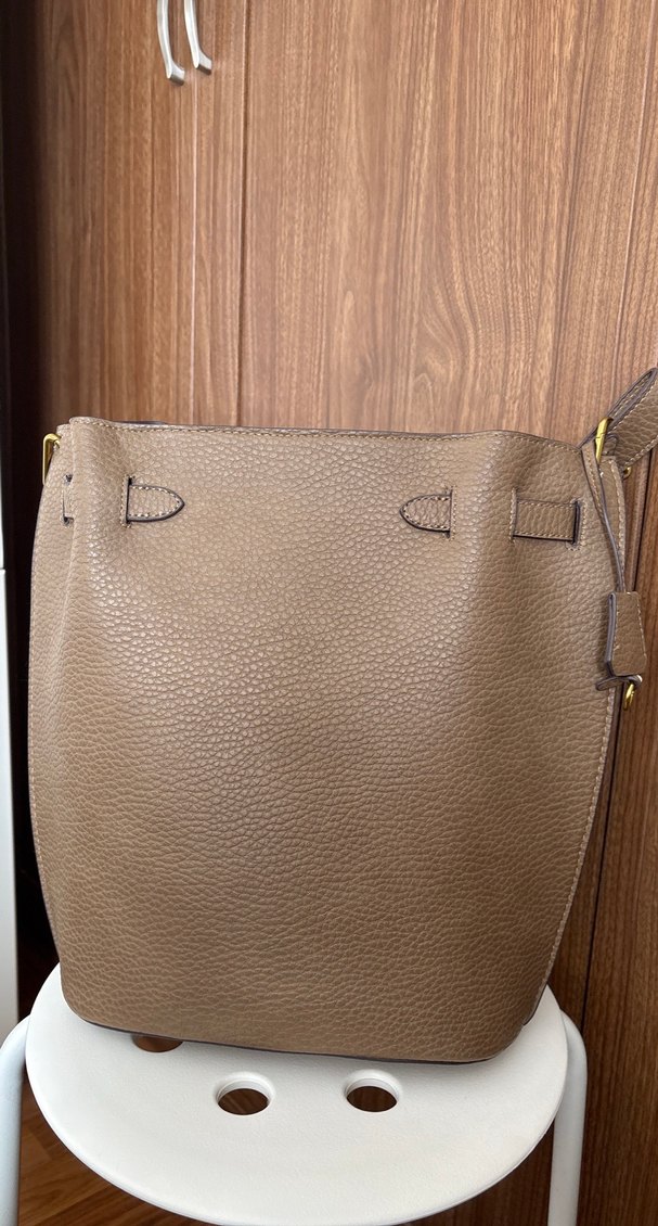 Bej Deri Kadın Omuz Çantası - Görsel 3