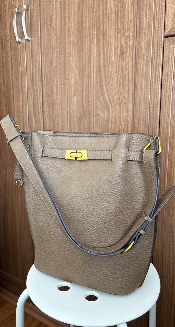 Bej Deri Kadın Omuz Çantası - Görsel 2