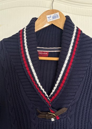 Lacivert Örgü Yakalı triko elbise - Görsel 2