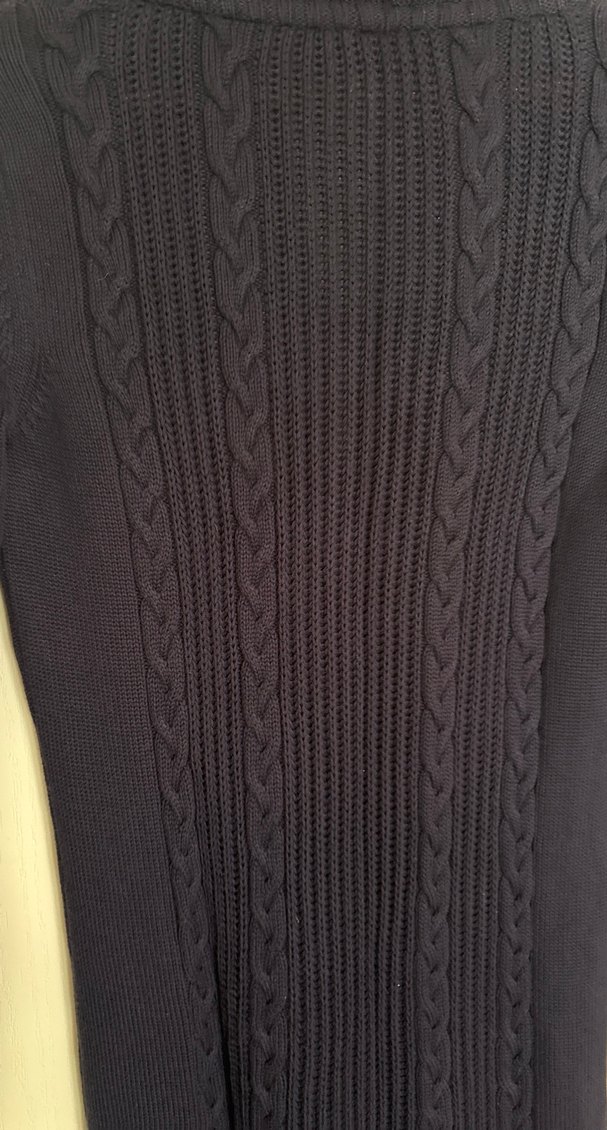 Lacivert Örgü Yakalı triko elbise - Görsel 4