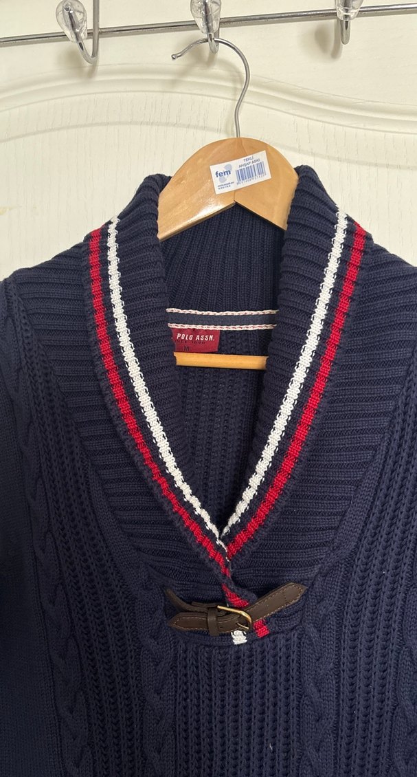 Lacivert Örgü Yakalı triko elbise - Görsel 2