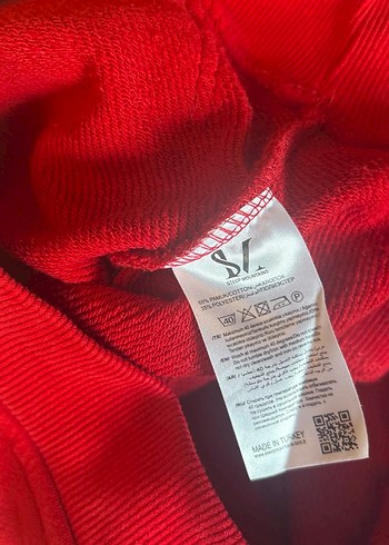 Kırmızı Kapüşonlu Kadın Sweatshirt - Görsel 5