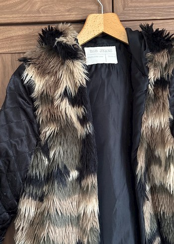 Kahverengi siyah Desenli Midi Suni Kürk Ceket - Görsel 2