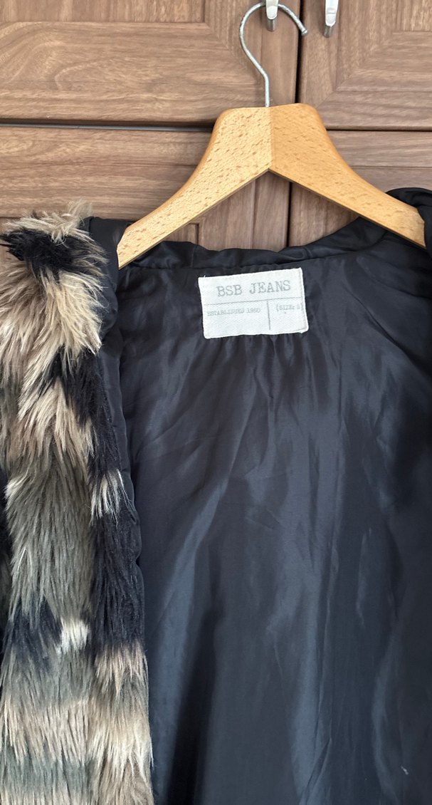 Kahverengi siyah Desenli Midi Suni Kürk Ceket - Görsel 5