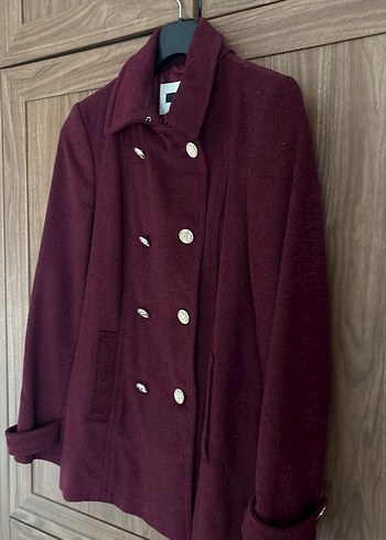 İpekyol Bordo Çift Düğmeli astarlı Kaban - Görsel 2