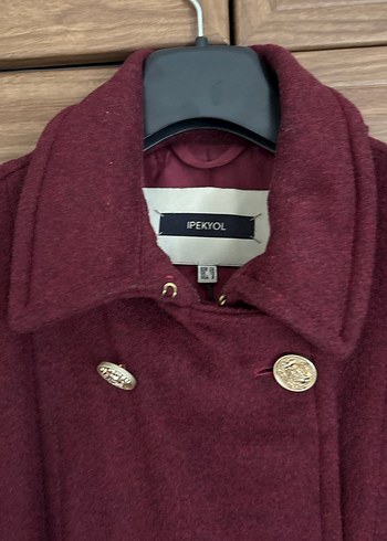 İpekyol Bordo Çift Düğmeli astarlı Kaban - Görsel 3
