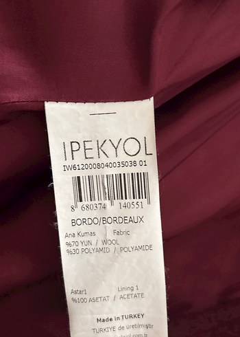 İpekyol Bordo Çift Düğmeli astarlı Kaban - Görsel 5
