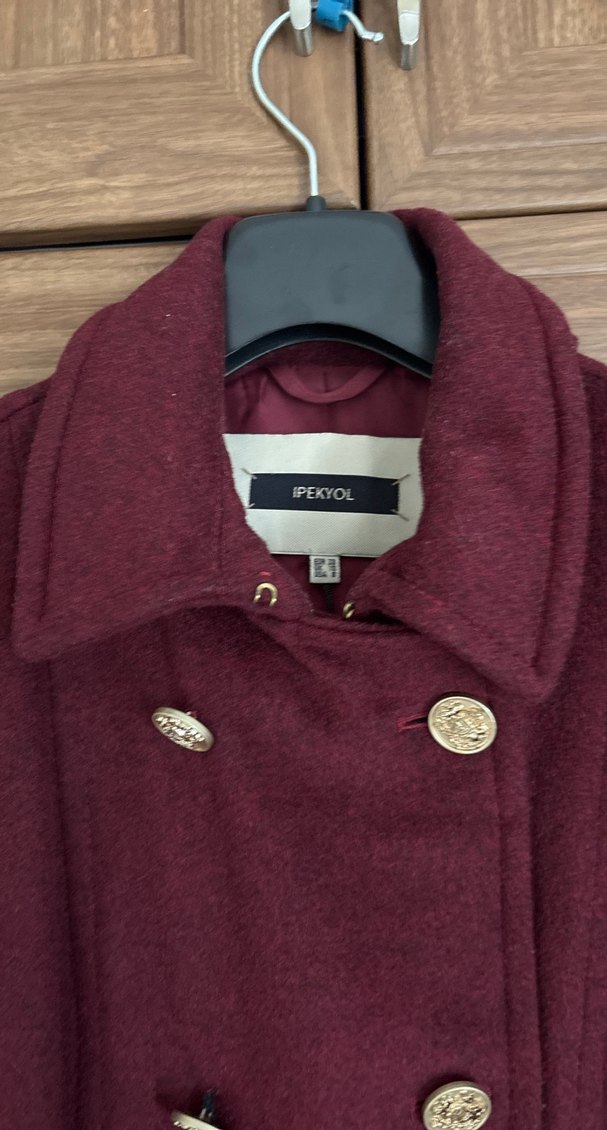 İpekyol Bordo Çift Düğmeli astarlı Kaban - Görsel 3