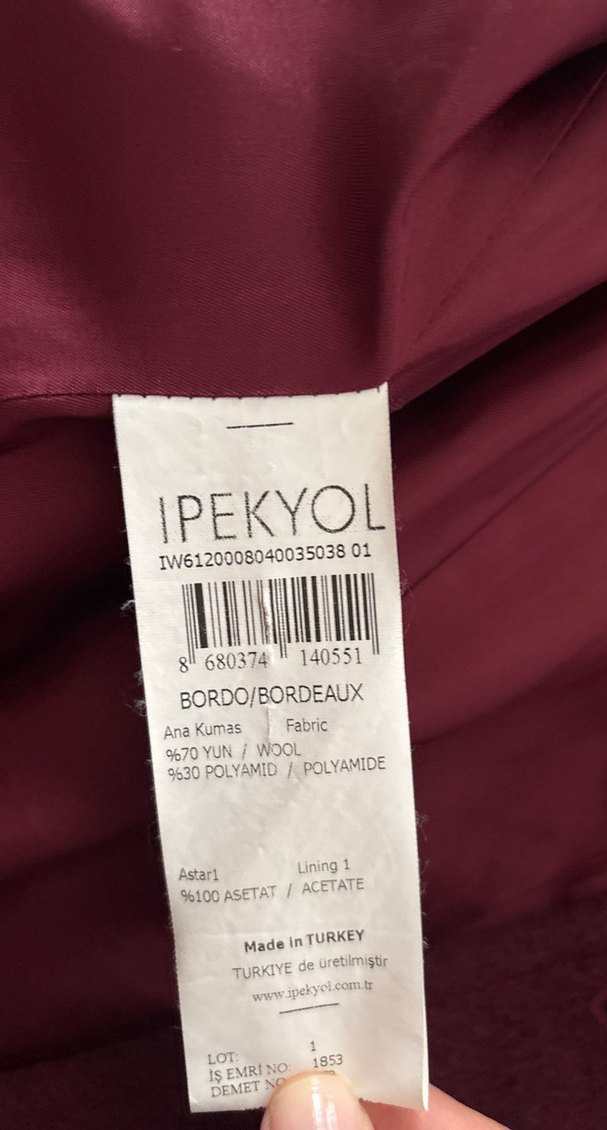 İpekyol Bordo Çift Düğmeli astarlı Kaban - Görsel 5