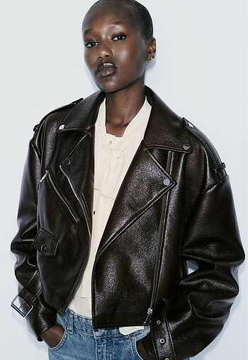 Zara Kahverengi Biker Ceket
