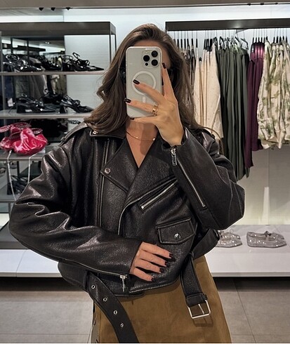 Zara Zara Kahverengi Biker Ceket