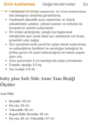 Ayarlanabilir Kahverengi Bebek Beşiği - Görsel 6
