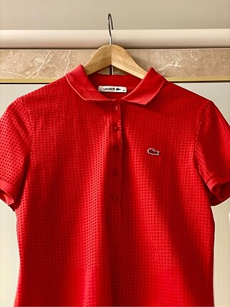 Lacoste nar çiçeği kareli polo yaka t-shirt